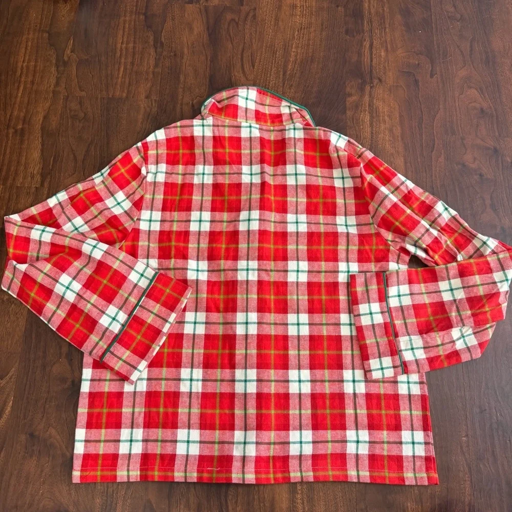 Disney Minnie Mouse Christmas Red and Green Plaid Fabric Pajama Top - Picture 5 of 8